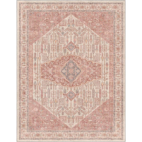 Beige Coral 9 ft. 10 in. x 13 ft. Apollo San Marino Vintage Oriental Botanical Area Rug