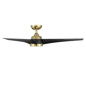 Sonoma 56 in. Integrated LED Indoor and Outdoor 3-Blade Smart Ceiling Fan Soft Brass Matte Black with Remote 3000k