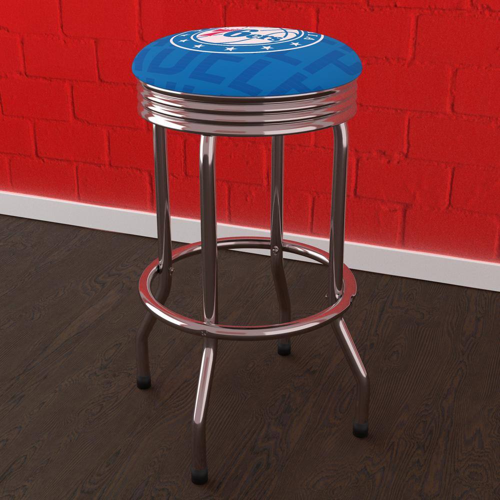 Philadelphia 76ers City 29 in. Blue Backless Metal Bar Stool with Vinyl
