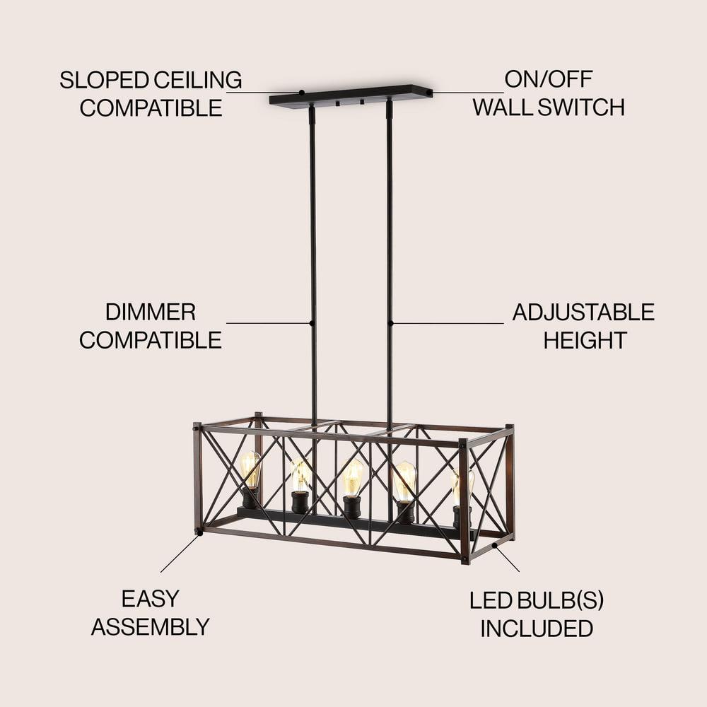 Bronze Farmhouse 33" LED Dimmable Iron Pendant Light