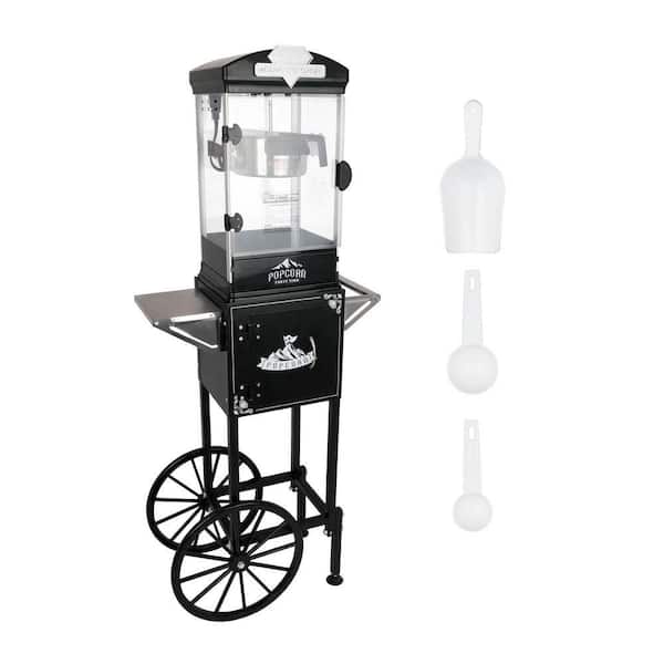 10 oz 0.3125 qt. Stainless Steel Stovetop Not Cooktop Compatible Popcorn Machine with Cart, Wheels and Storage Cabinet