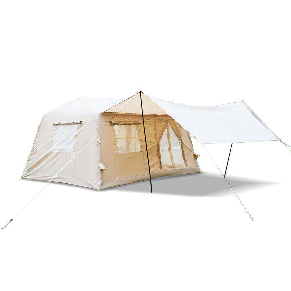 LuckByte 13.12 ft. x 9.02 ft. Beige Camping Tent Blow Up Tent with