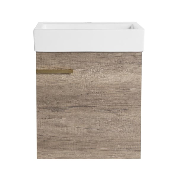 19 in. W x 15 in. D x 22 in. H Single Sink Wall Mounted Bath Vanity in Grey with White Ceramics Top