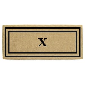 A1 Home Collections A1hc Markham Picture Frame Black/Beige 30 in. x 60 in. Coir and Rubber Flocked Large Outdoor Monogrammed G Door Mat