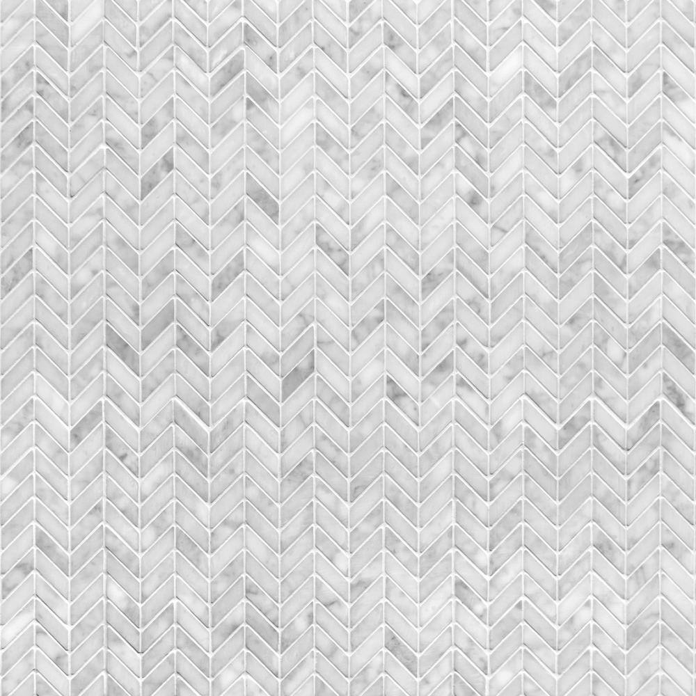 11.22'' x 11.22'' Chevron White Marble Mosaic Tile