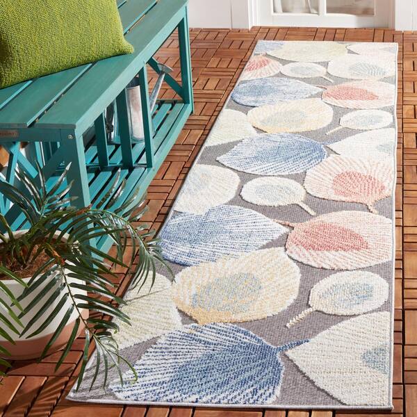 Sarasota Beige/Gray 2 ft. x 9 ft. Floral Runner Rug