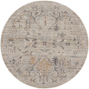 Lynx Ivory Taupe 8 ft. x 8 ft. All-over design Transitional Round Area Rug