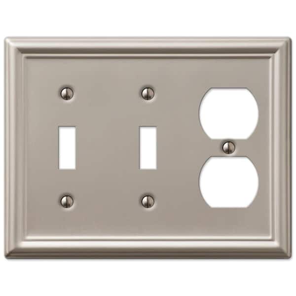 AMERELLE Ascher 3 Gang 2-Toggle and 1-Duplex Steel Wall Plate - Brushed Nickel