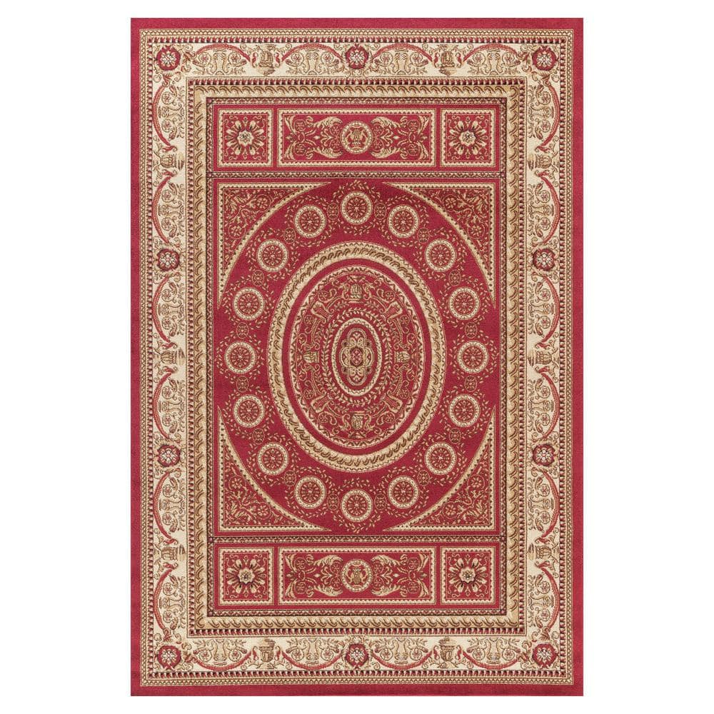 Concord Global Trading Jewel Collection Aubusson Red Rectangle Indoor 9 ...