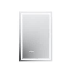 24 in. W x 36 in. H Rectangular Frameless Anti-Fog LED Light Vertical Wall Mounted Bathroom Vanity Mirror in Sliver