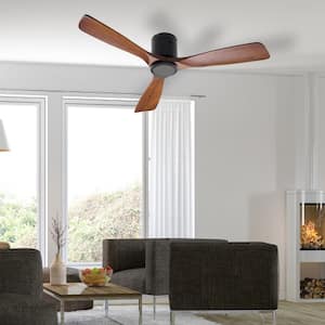 Indoor/Outdoor 52 in. Brown 3-Solid Wood Blades Propeller Ceiling Fan with Remote Control, 6-Speed Adjustable, DC Motor