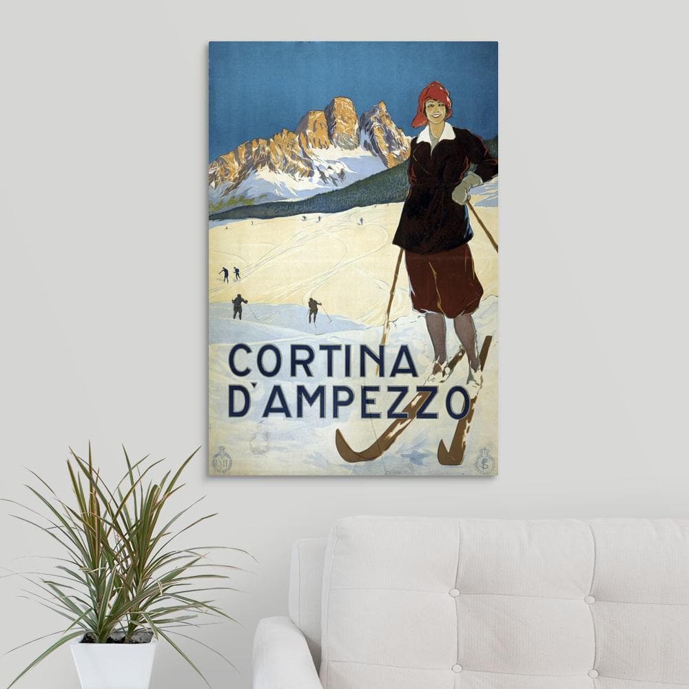 GreatBigCanvas Cortina d'Ampezzo - Vintage Travel Advertisement by Vintage Apple Collection Canvas Wall Art, Multi-Color