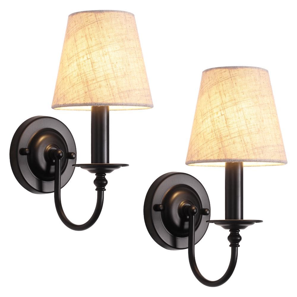 5.51 in. 1-Light Vintage Black Modern Industrial Wall Sconce with Fabric Shade (Set of 2) price history on PriceWatchPro
