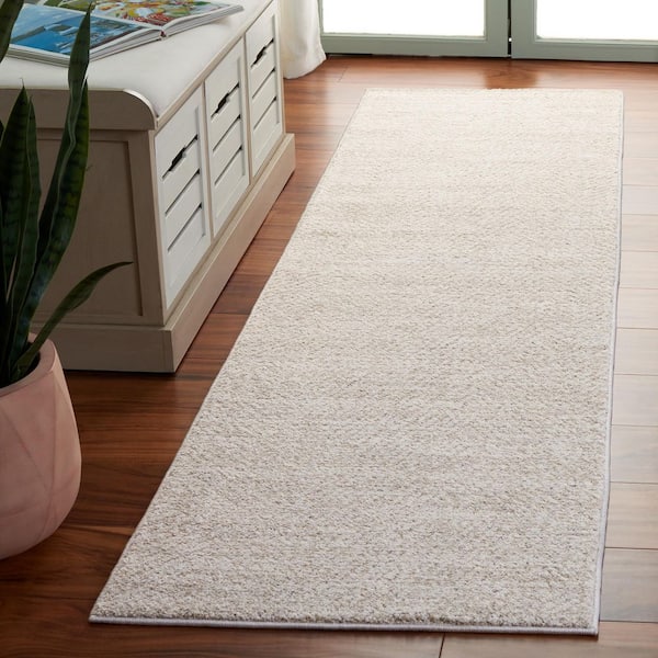 Northport 2 ft. x 8 ft. Ivory/Beige Distressed Solid Color Runner Rug