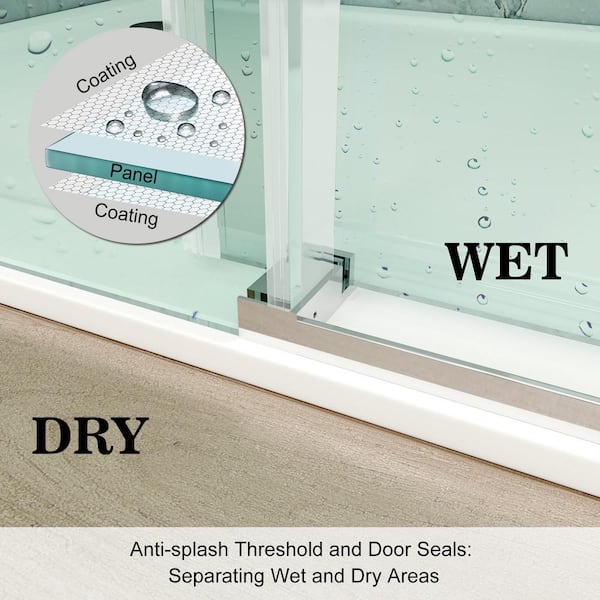 MCOCOD 56-60.5 in. W x 66 in. H Single Sliding Frameless Smooth