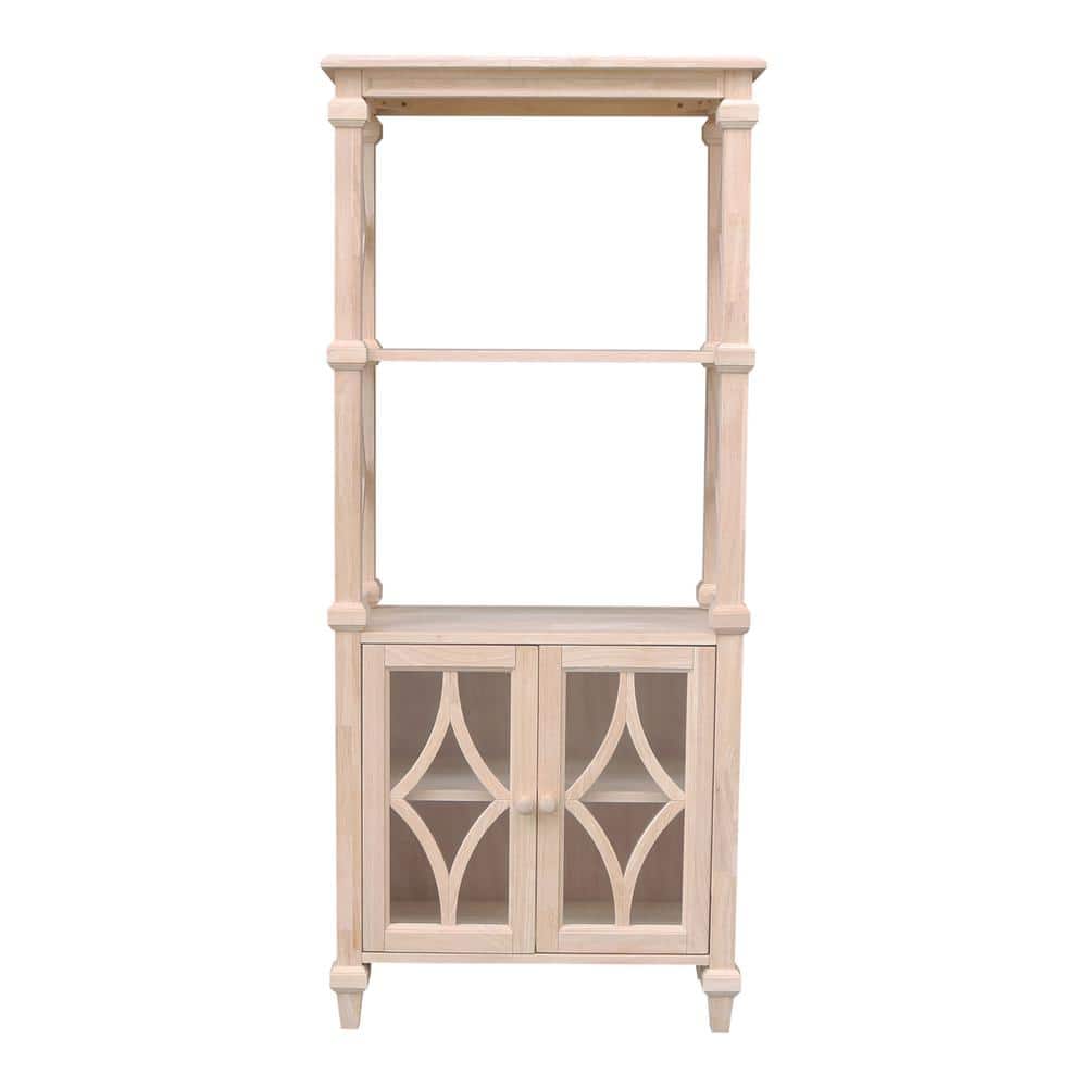 Josephine Solid Wood Unfinished Brown Bookcase with Doors