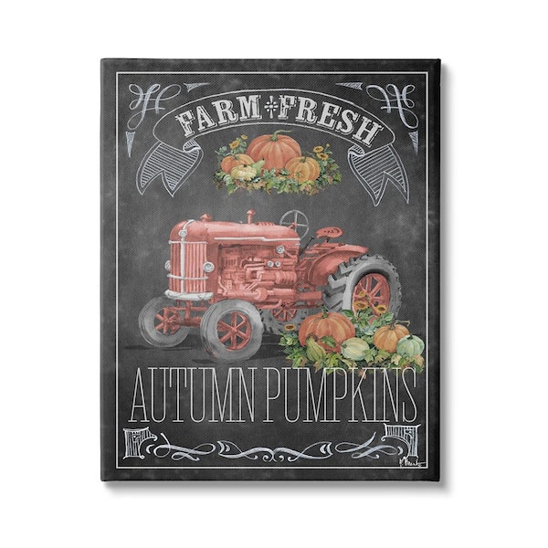 Stupell Industries Autumn Tractor Chalkboard byPaul Brent 1-Piece Unframed Graphic Print Travel Poster Art Print 20 in. x 16 in.