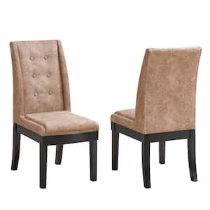 SignatureHome Bierce Light Brown/Black Finish Solid Wood Dining Chairs Set of 2. Dimension (26Lx18Wx39H)