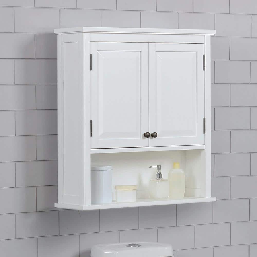 Dorset 27 in. W Wall Mounted Bath Storage Cabinet with 2 Doors and Open She