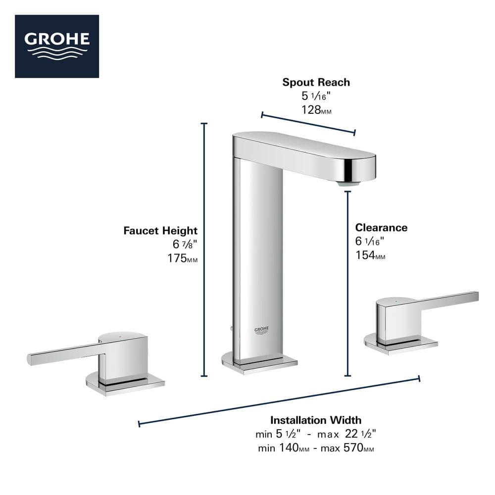 22.5" Brushed Nickel Modern Widespread Bathroom Faucet