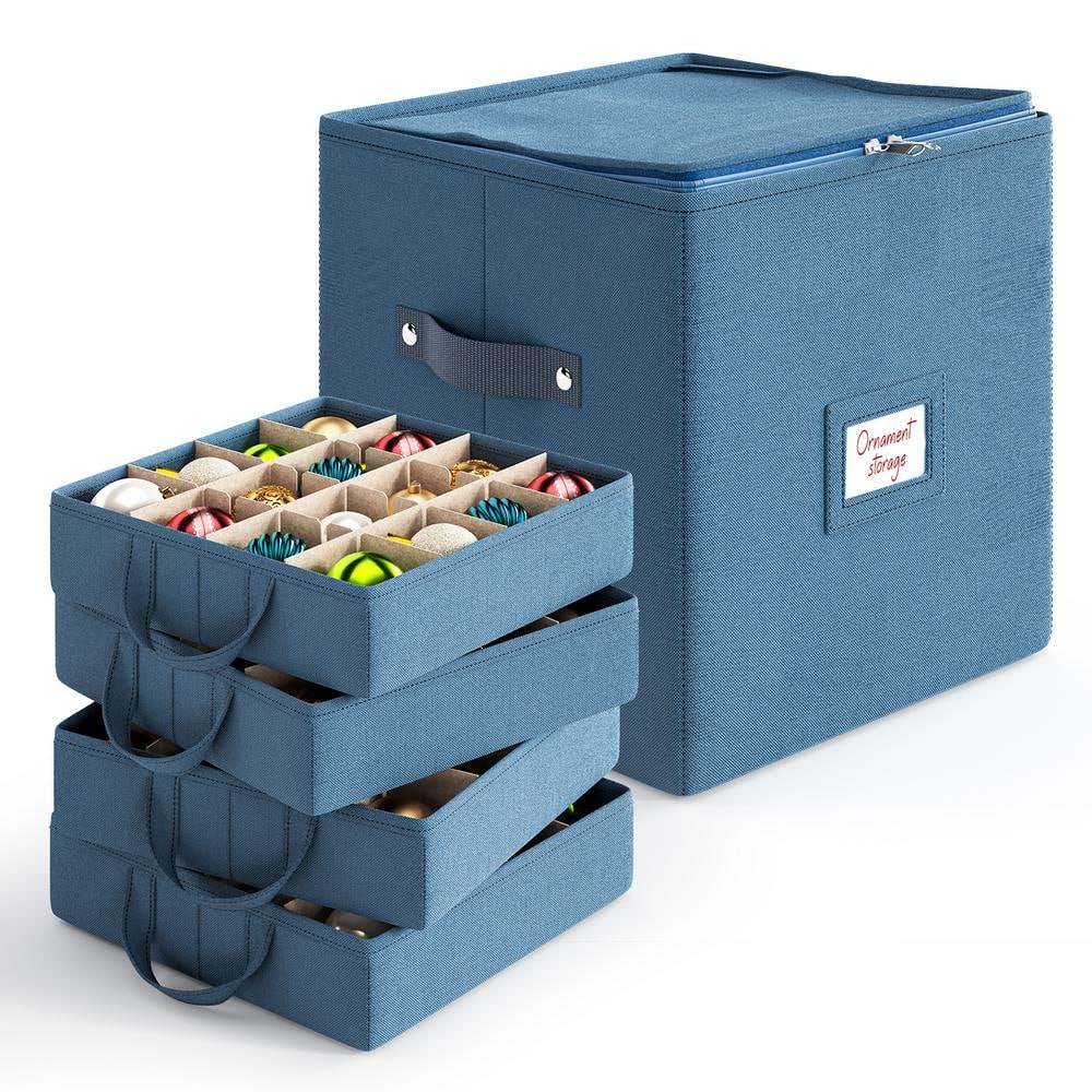 Blue Non-Woven Fabric Medium Christmas Ornament Storage Box with Tray Dividers price history on PriceWatchPro