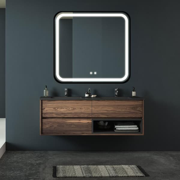 32 in. W x 32 in. H Square LED Framed Wall Mount High Lumen Bathroom Vanity Mirror Energy Saving Waterproof Anti-Fog