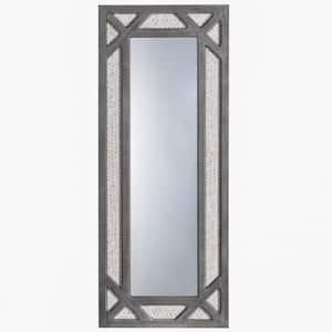 47 in. H x 19 in. W Farmhouse Rectangle Framed Wood White Wash/Natural/Woven Decorative Mirror