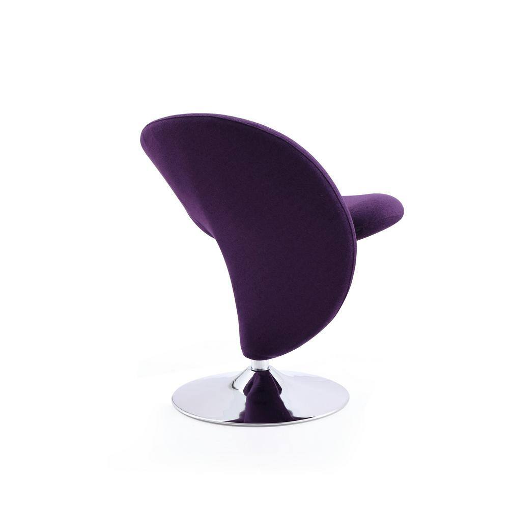 Purple Wool Blend Swivel Accent Chair