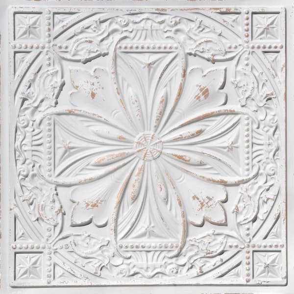 FROM PLAIN TO BEAUTIFUL IN HOURS Milan 2 ft. x 2 ft. Glue Up PVC Faux Tin Ceiling Tile in Antique Taupe (100 sq. ft./case)