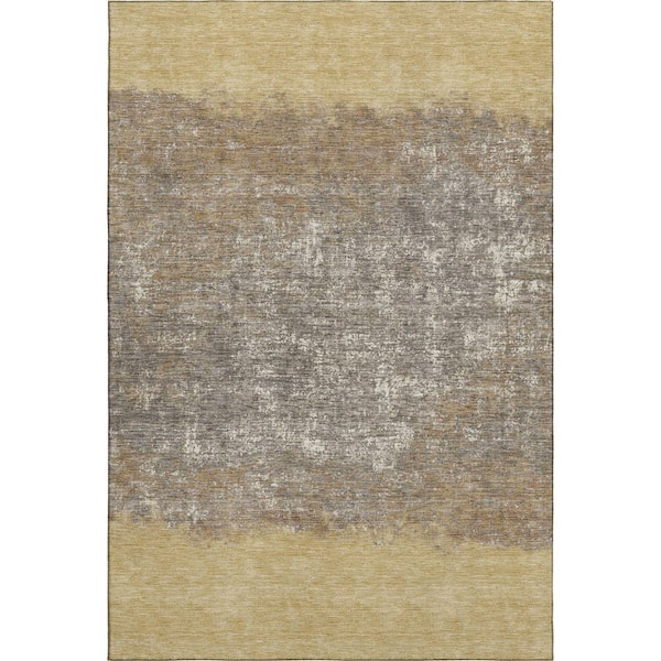 Mayfield Premium Machine Washable Abstract AMF2214 Gold 8 ft. x 10 ft. Area Rug