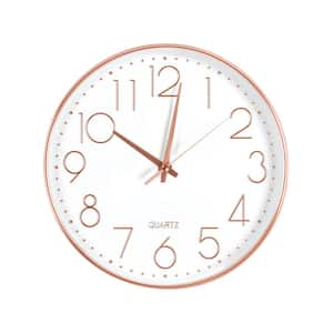 10 in. Silent Modern Rosegold Decorative Plastic Wall Clock