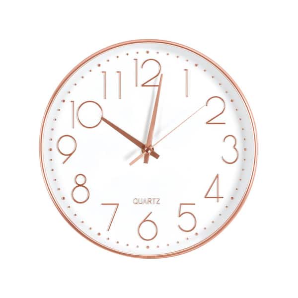 Oumilen 10 in. Silent Modern Rosegold Decorative Plastic Wall Clock