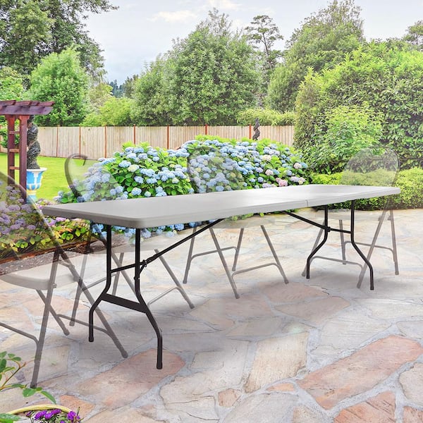 Enduro 96 in. Earth Tan Plastic Fold-in-Half Folding Banquet Table