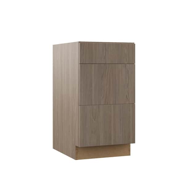 Hampton Bay Designer Series Edgeley Assembled 18x34.5x23.75 in. Drawer Base Kitchen Cabinet in Driftwood