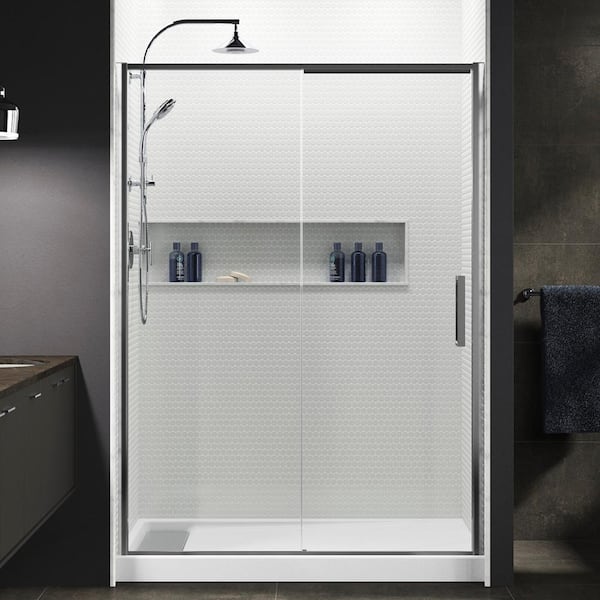 KOHLER Torsion 60 in. W x 76.875 in. H Frameless Sliding Shower Door in Bright Polished Silver with Handle