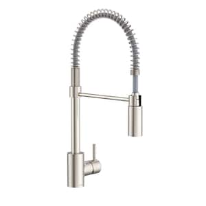 The Foodie Single Handle Pre-Rinse Kitchen Faucet with Spring Spout 1.75 GPM in Stainless Steel