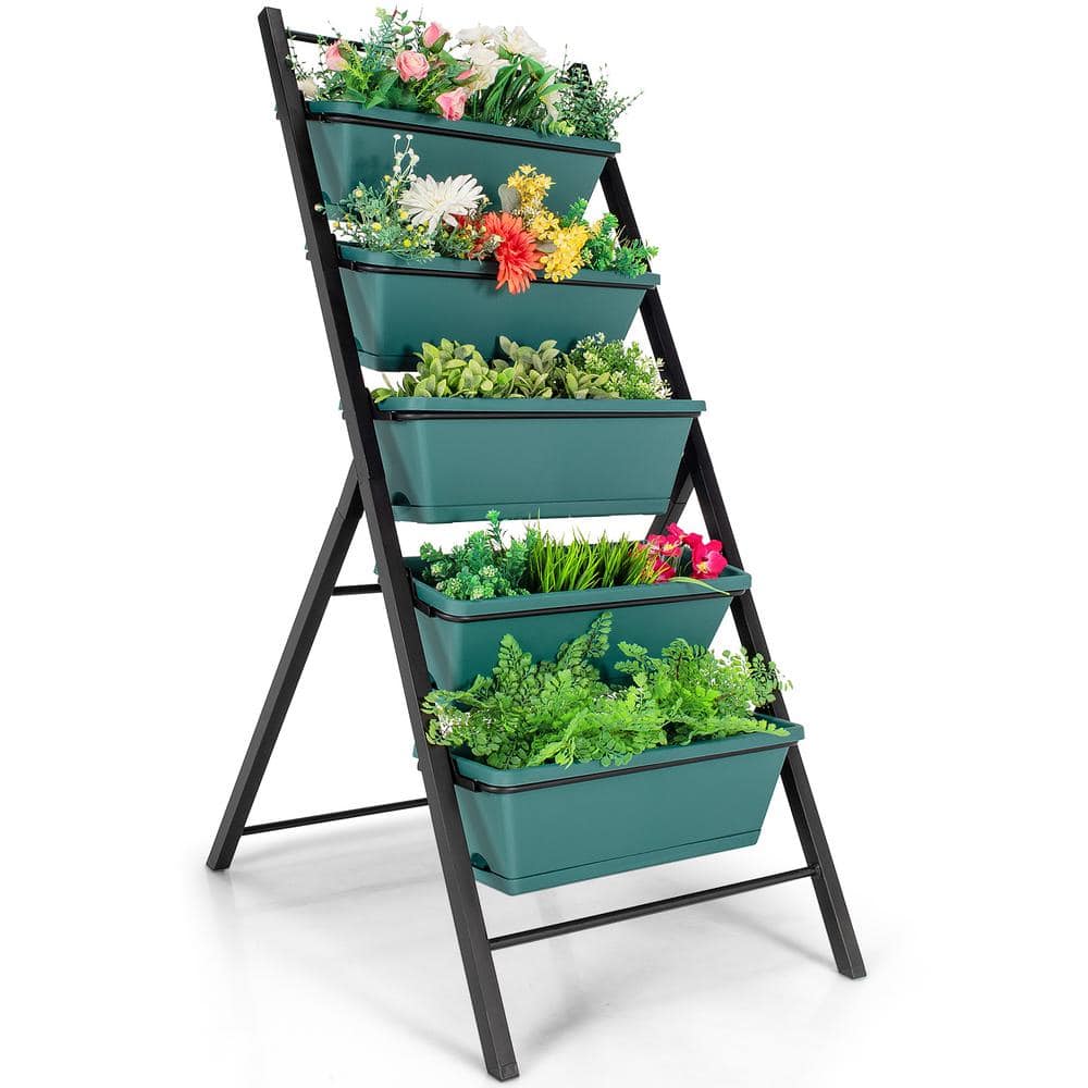 Green 5-Tier Vertical Herb Garden Planter Box with Iron Frame