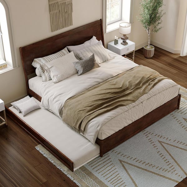 AFI Casanova Walnut Brown Solid Wood Frame King Platform Bed