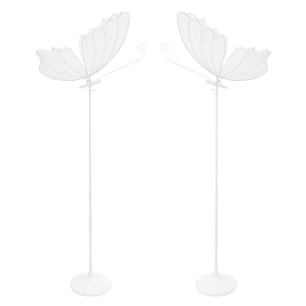 70.1 in. Silver and White Creative Butterfly LED Standard Floor Lamp for Wedding Home Decoration 2Pcs (White Light)
