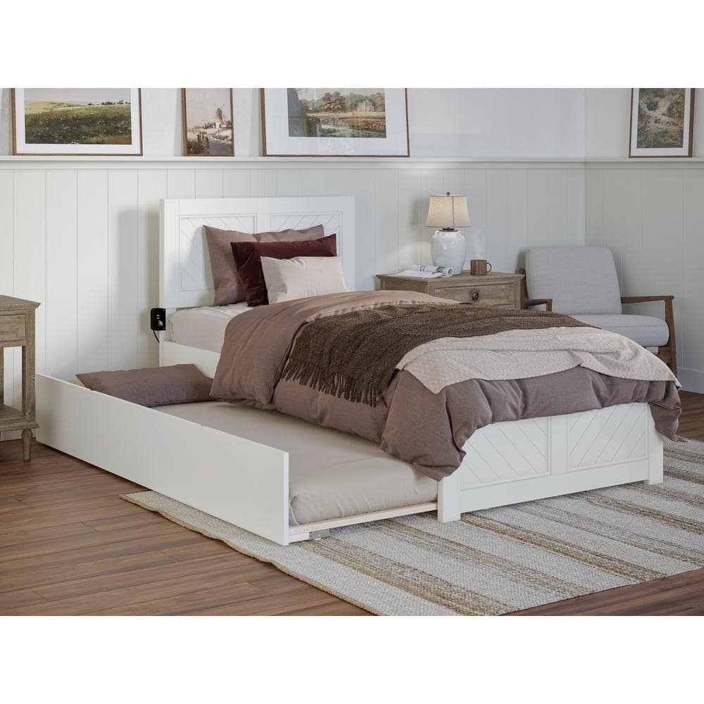 AFI Canyon Walnut White Solid Wood Twin XL Platform Bed With Matching ...