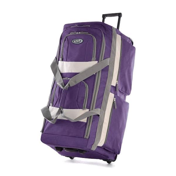 OLYMPIA Dark Lavender 22 in. 8 Pocket Rolling Duffel Bag w/Retractable Handle