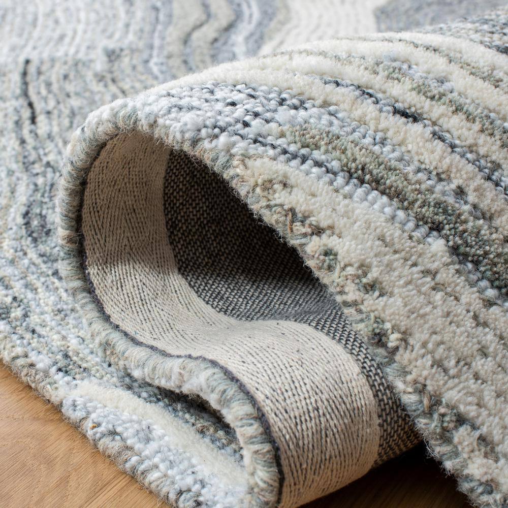Mid-Century Modern Abstract Gray Wool 3'x5' Hand-Tufted Rug