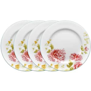 Peony Pageant White Bone China Bread and Butter/Appetizer Plate 6-1/2 in. (Set of 4)