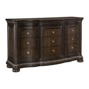 Brown and Pewter 9-Drawer 67.5 in. Wide Dresser Without Mirror