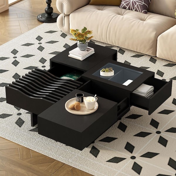 Harper & Bright Designs 31.5 in. Black Square Wood Coffee