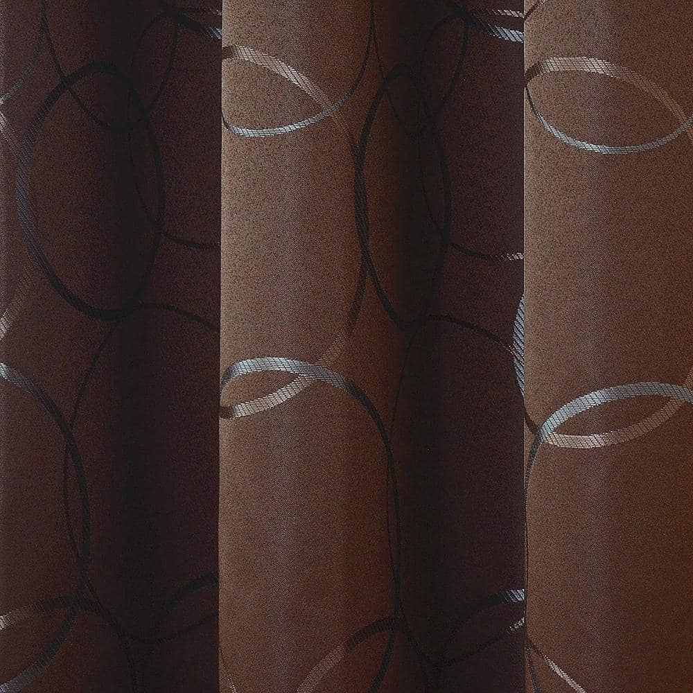 Chocolate Geometric Blackout Polyester Grommet Window Panel