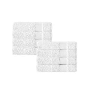 Kansas 8-Pieces White Turkish Cotton Wash Towels