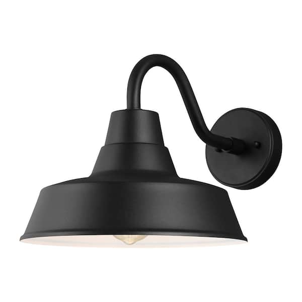 Generation Lighting Barn Light 1-Light Matte Black Modern Farmhouse Outdoor Wall Mount Lantern Sconce with LED Bulb Included
