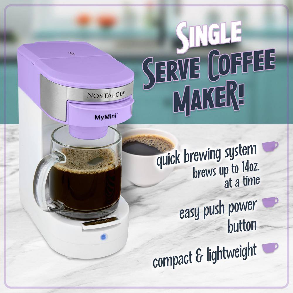 Lavender Single Serve Coffee Maker with Reusable Filter Basket
