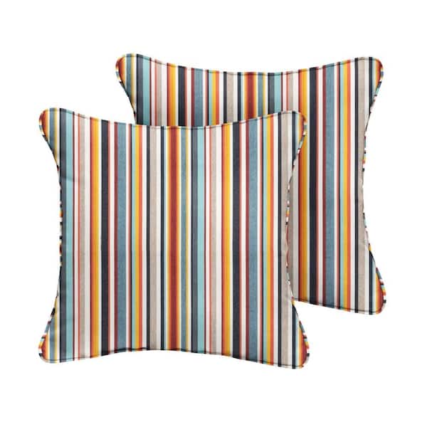 Sunbrella Highlight II Remix Square Indoor/Outdoor Corded Throw Pillow (2-Pack)